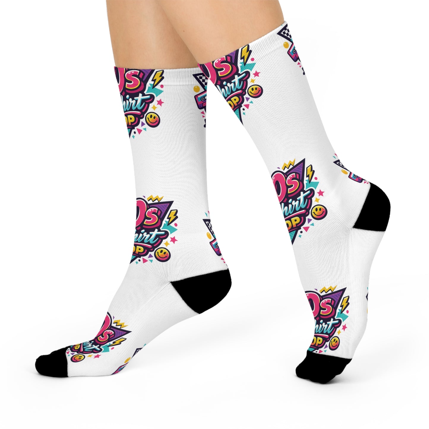 90s T-Shirt Shop White Crew Socks