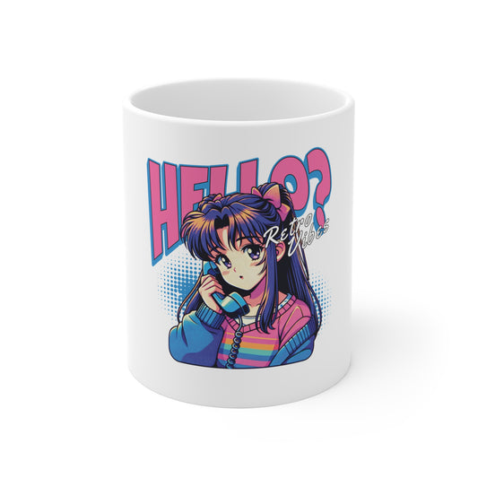 Hello? Retro Vibes  11oz White Coffee Mug