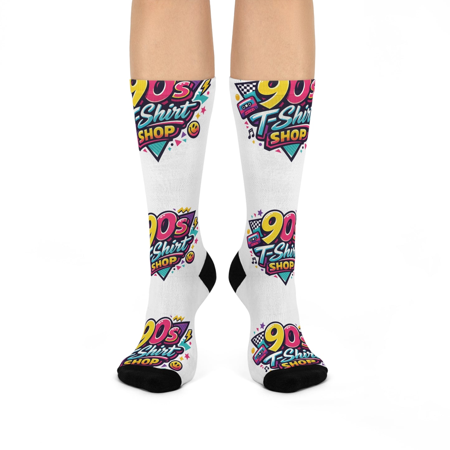 90s T-Shirt Shop White Crew Socks